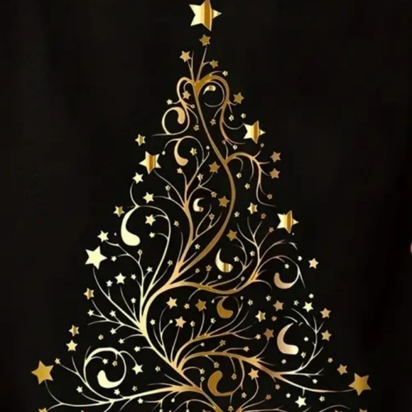 Ladies Black and Gold Graphic Christmas Tree ONE LEFT XXL - Picture 2 of 5